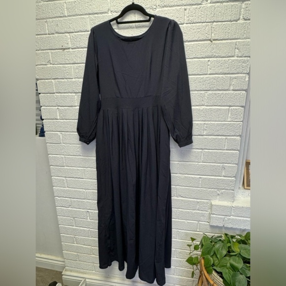 JAFAR Dress Navy Blue Size 54 Maxi Long Sleeve